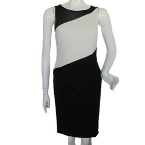 LRL Dress, 4, Black/White, Mesh/Illusion Neckline, Sleeveless, Career/Workwear